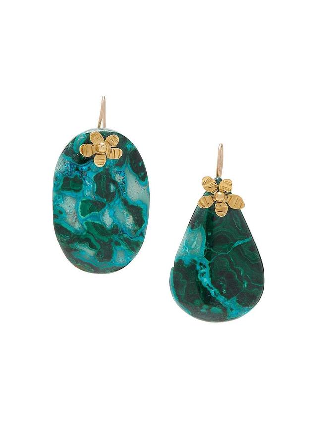 Womens Goldtone & Azurite Malachite Mismatched Drop Earrings Product Image