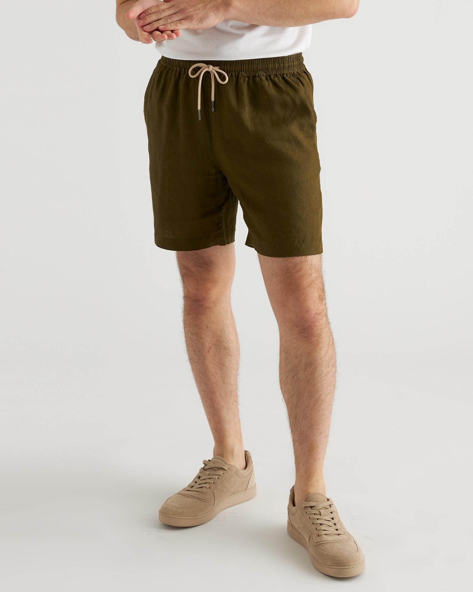 100% European Linen Drawstring Beach Short Product Image