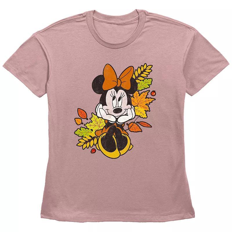 Disneys Minnie Mouse Juniors Autumn Leaves Graphic Tee, Womens Product Image