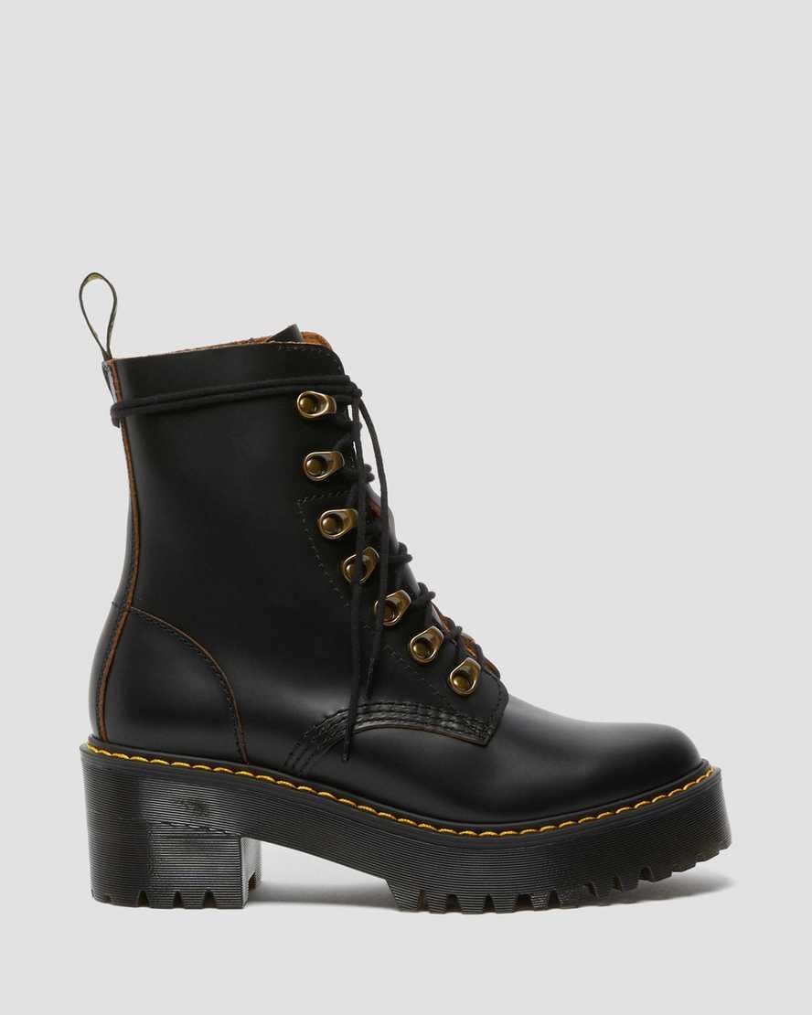 Dr. Martens Leona Smooth Leather Chunky Lug Sole Platform Heel Combat Boots Product Image