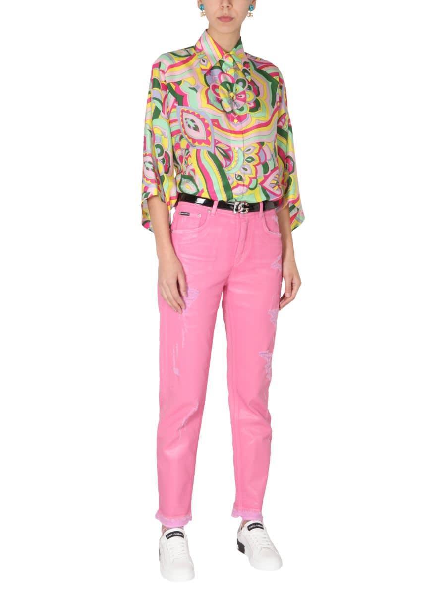 Loose Fit Jeans In Fuchsia Product Image