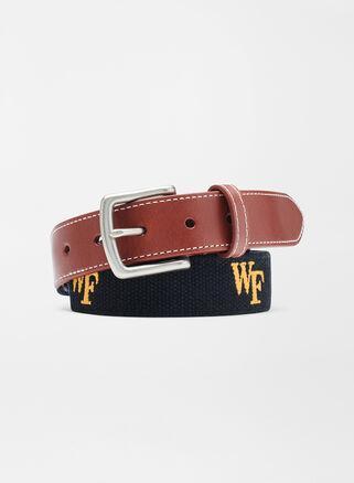 Peter Millar Mens Wake Forest Belt | Color: Black | Size: 44 | WFU Product Image