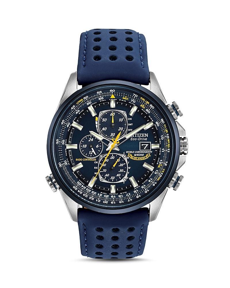 Citizen Mens World Chronograph A-T Blue Strap Watch Product Image