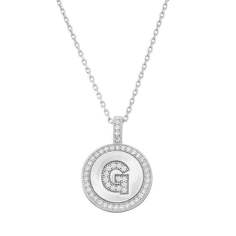 Sterling Silver Cubic Zirconia Initial Pendant Necklace, Womens Product Image