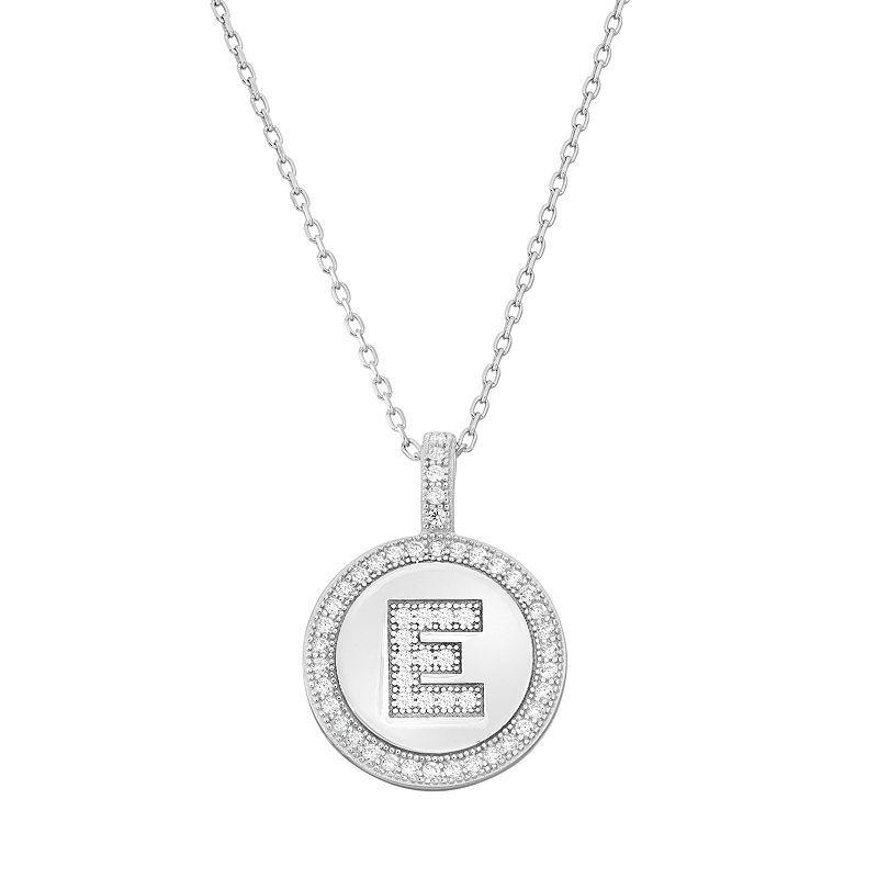 Sterling Silver Cubic Zirconia Initial Pendant Necklace, Womens Product Image