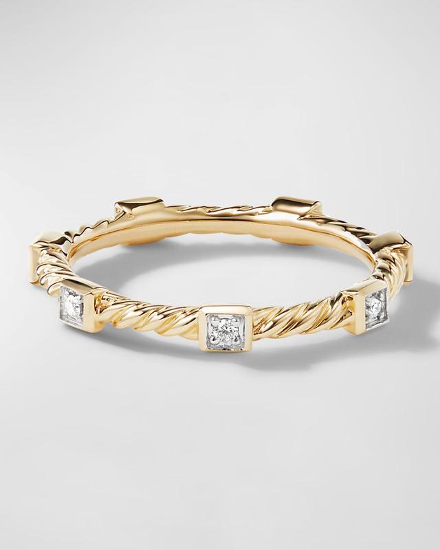 Womens Cable Collectibles Stack Ring in 18K Yellow Gold with Diamonds Product Image