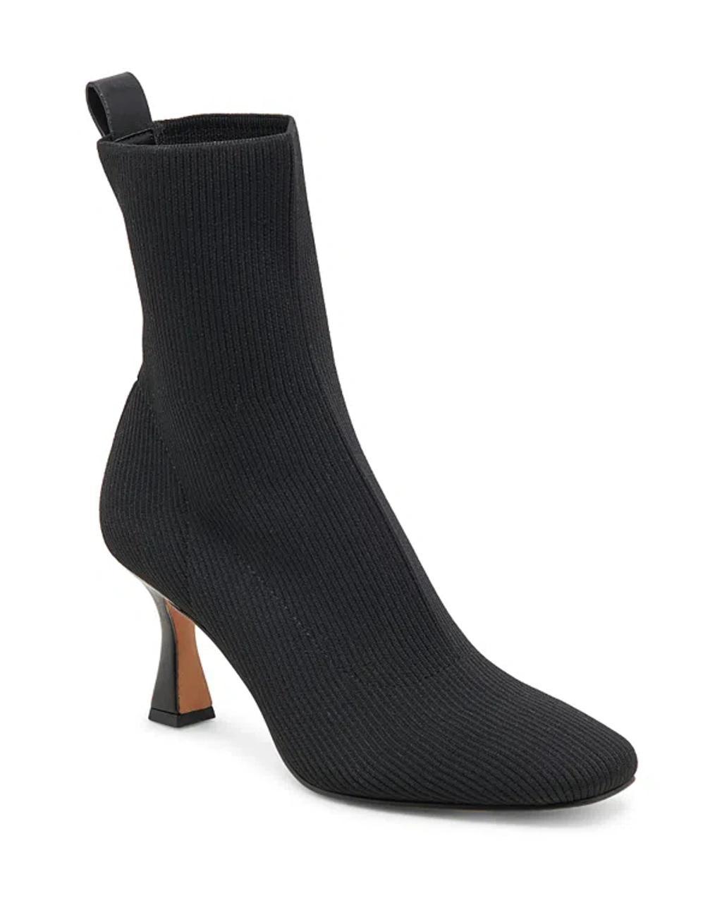 Glamor Cap Toe Bootie In Black Knit Product Image