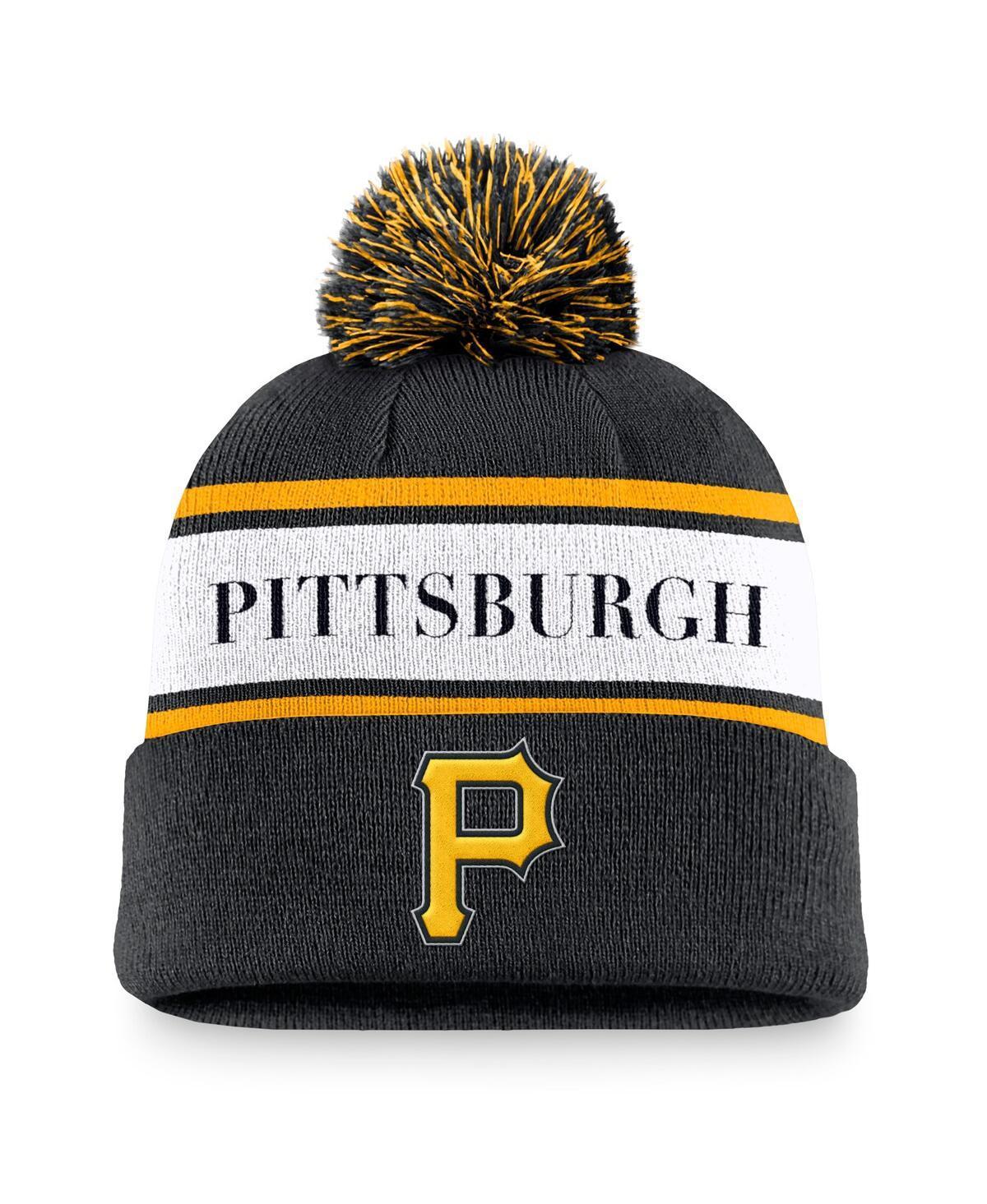 Mens Nike Pittsburgh Pirates Team Stripe Peak Cuffed Knit Hat with Pom Product Image