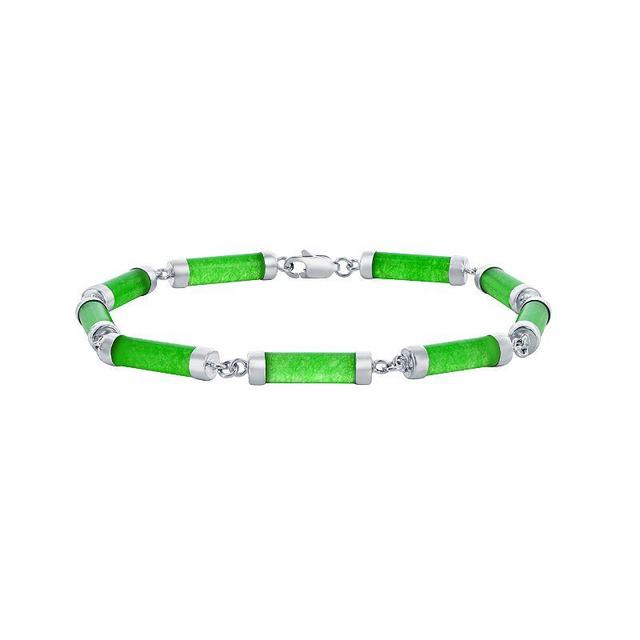 Argento Bella Sterling Silver Green Quartz Cylinder Link Bracelet, Womens Product Image