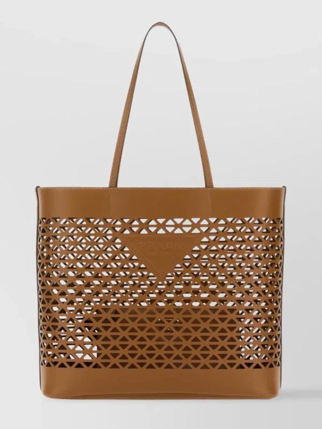 Leather Shopping Bag Featuring Cut-out Detailing In Burgundy product image