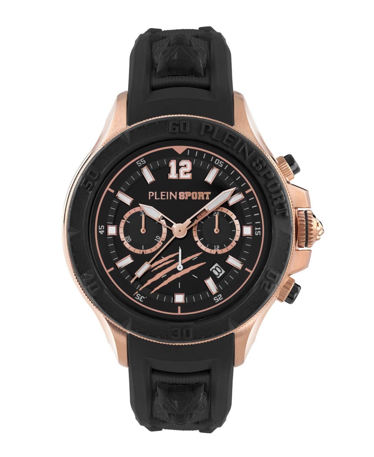 Plein Sport Mens Warrior Tech Chronograph Date Quartz Black Silicone 47.5MM - Black Product Image