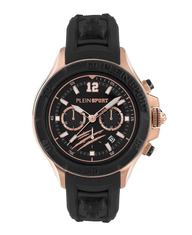 Plein Sport Mens Warrior Tech Chronograph Date Quartz Black Silicone 47.5MM - Black Product Image