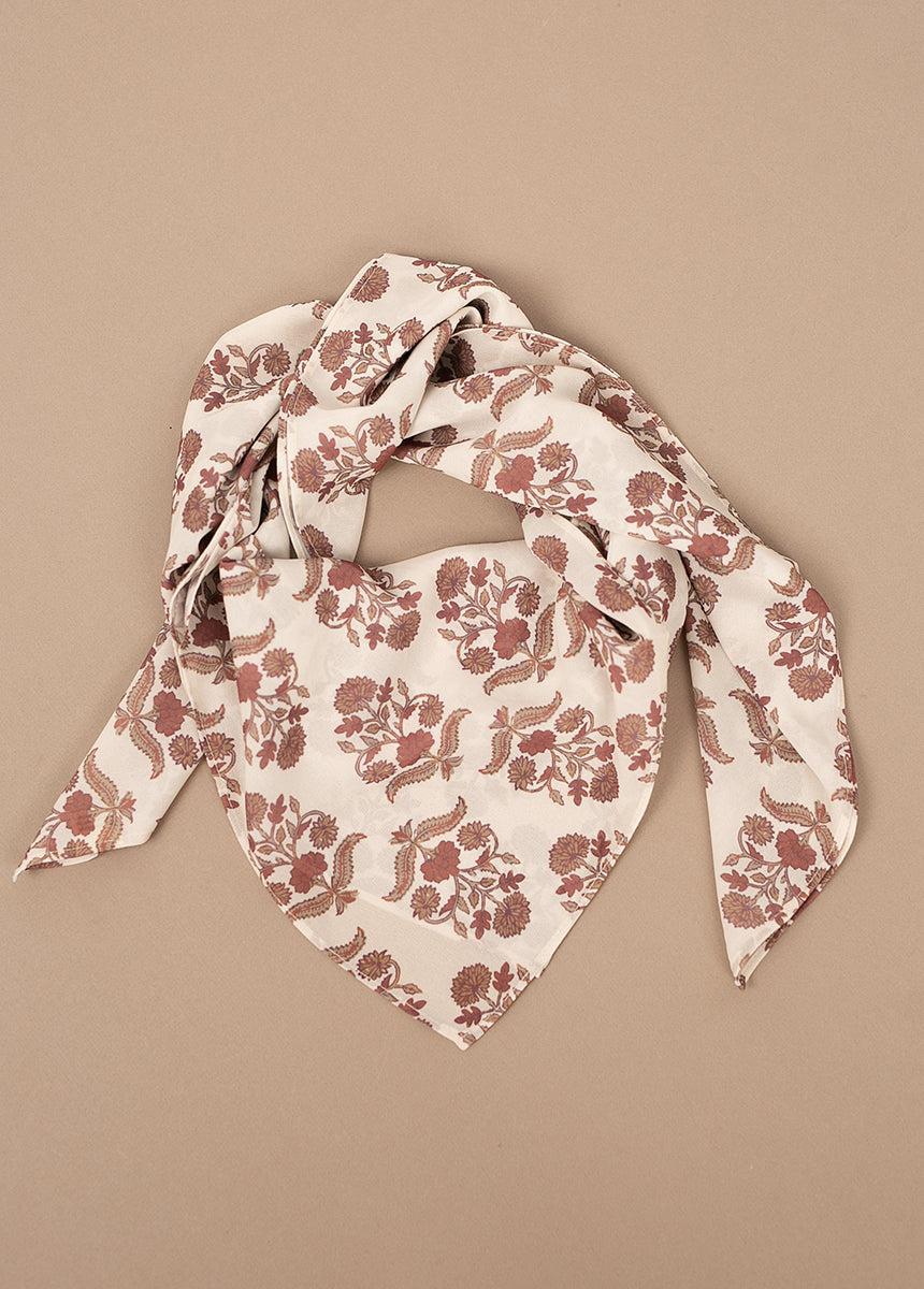 Chels Scarf in Cream Block Print Female Product Image