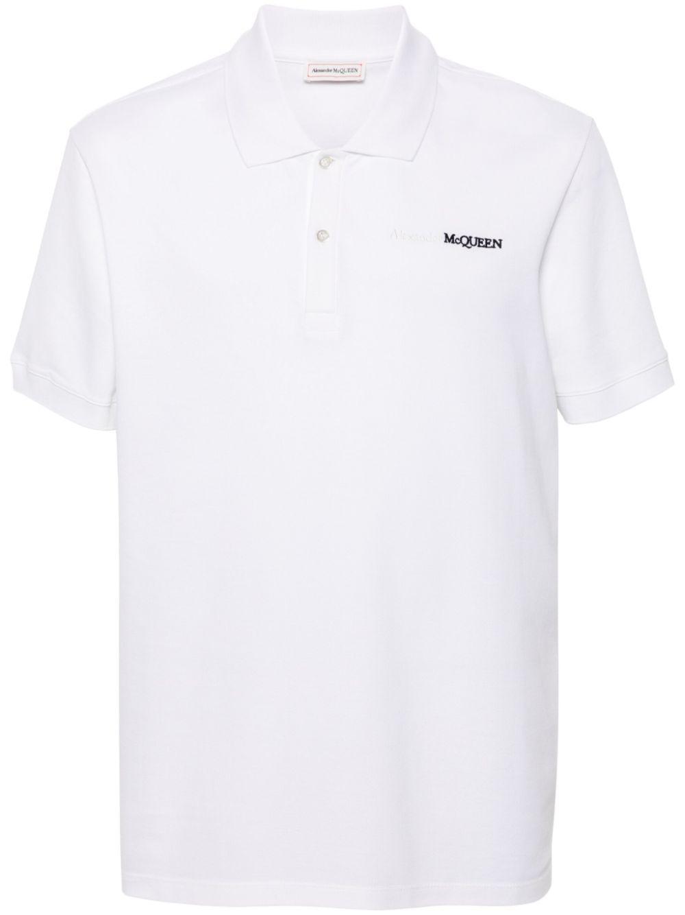 Embroidery Cotton Polo Shirt In White Product Image