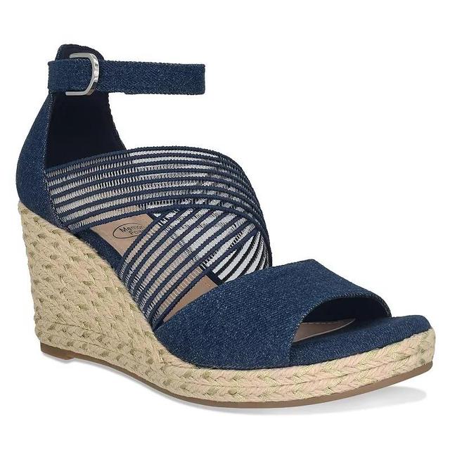 Impo Tizane Womens Memory Foam Platform Wedge Stretch Sandals Blue Product Image