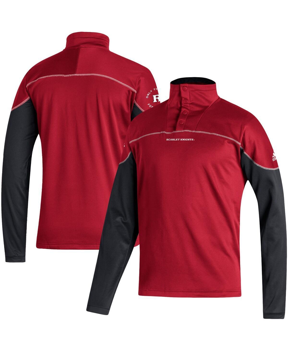 Mens adidas Scarlet Rutgers Scarlet Knights AEROREADY Knit Quarter-Snap Jacket Product Image