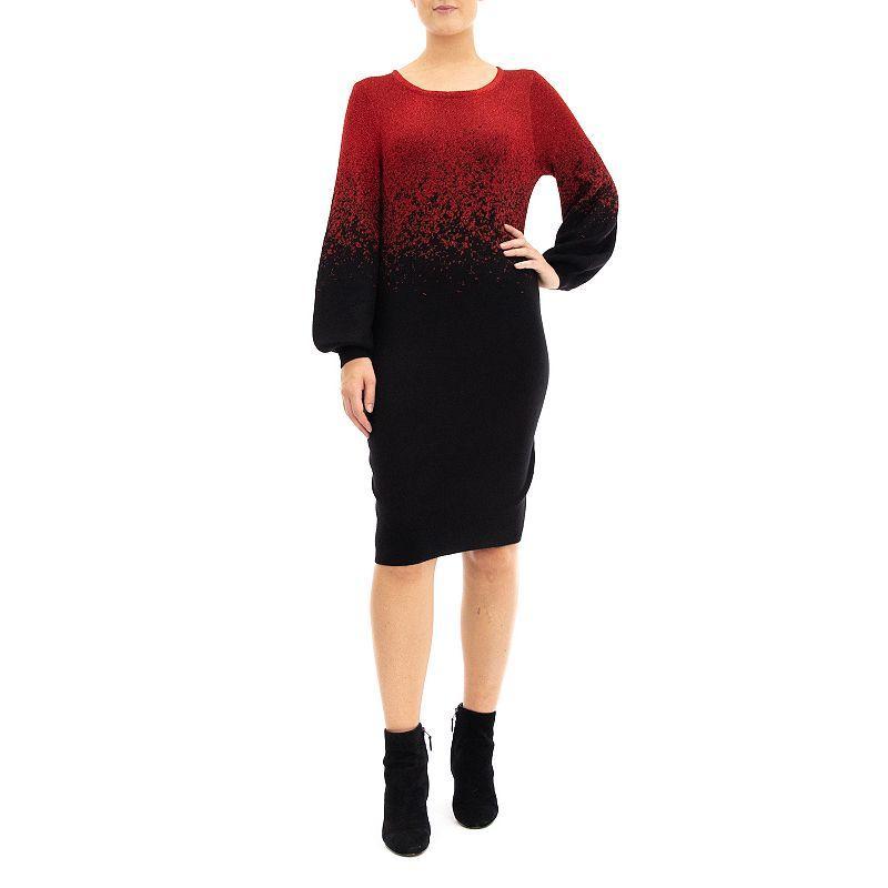 Womens Nina Leonard Balloon Sleeve Sweater Dress Product Image