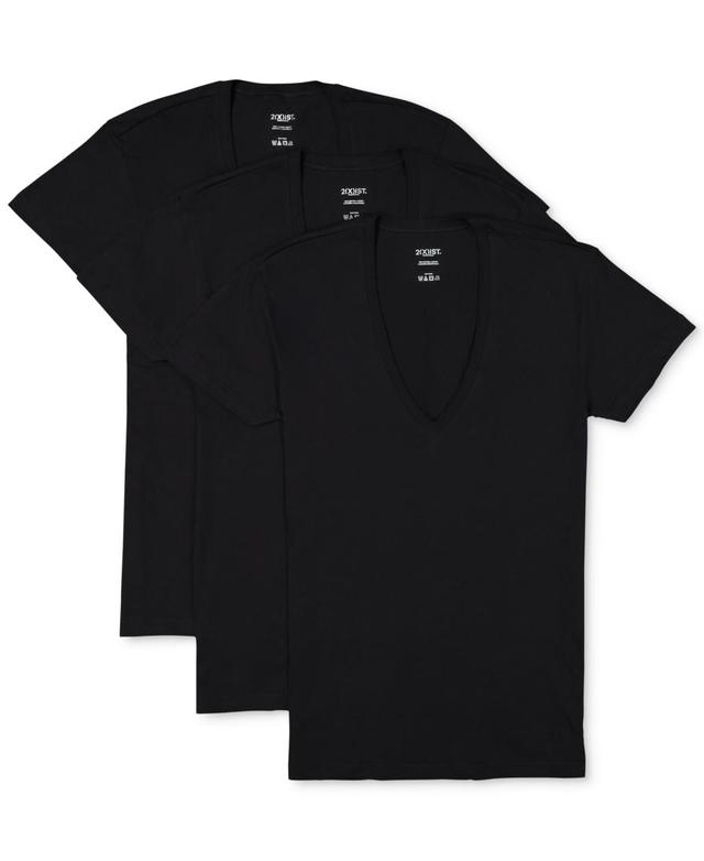 2(X)IST Essential 3-Pack Slim Fit Deep V-Neck T-Shirt (White New Logo) Men's T Shirt Product Image