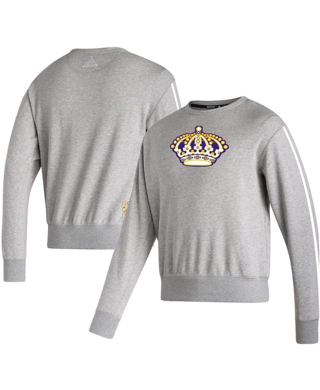 Mens adidas Heathered Gray Los Angeles Kings Team Classics Vintage Pullover Sweatshirt Product Image