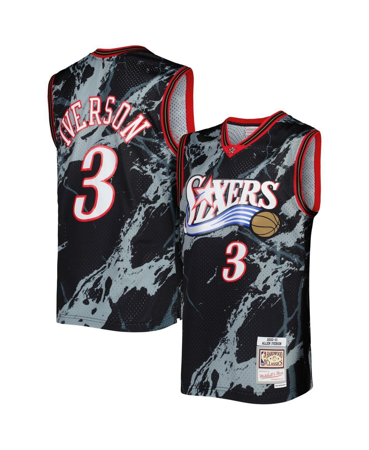 Mens Mitchell & Ness Allen Iverson Black Philadelphia 76ers 2000-01 Hardwood Classics Marble Swingman Jersey Product Image