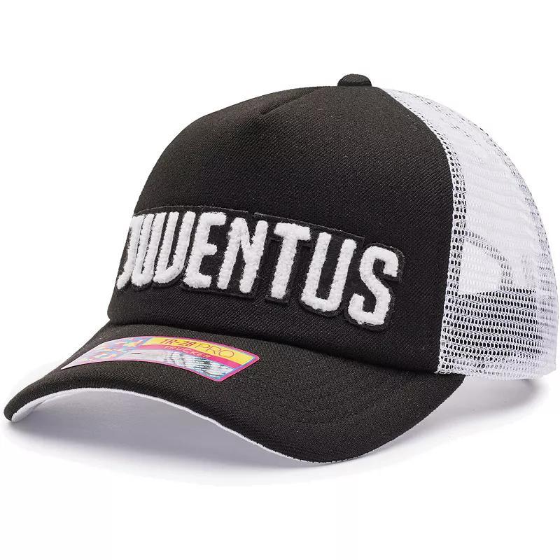 Mens Black/White Juventus Freshman Trucker Snapback Hat Product Image