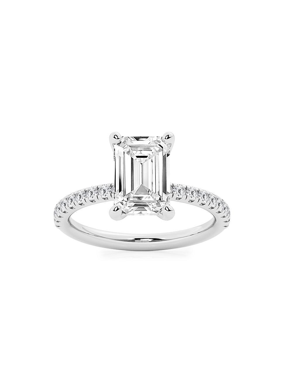 Womens 14K White Gold & Emerald-Cut Lab-Grown Diamond Hidden Halo Ring/0.80-3.41 TCW Product Image