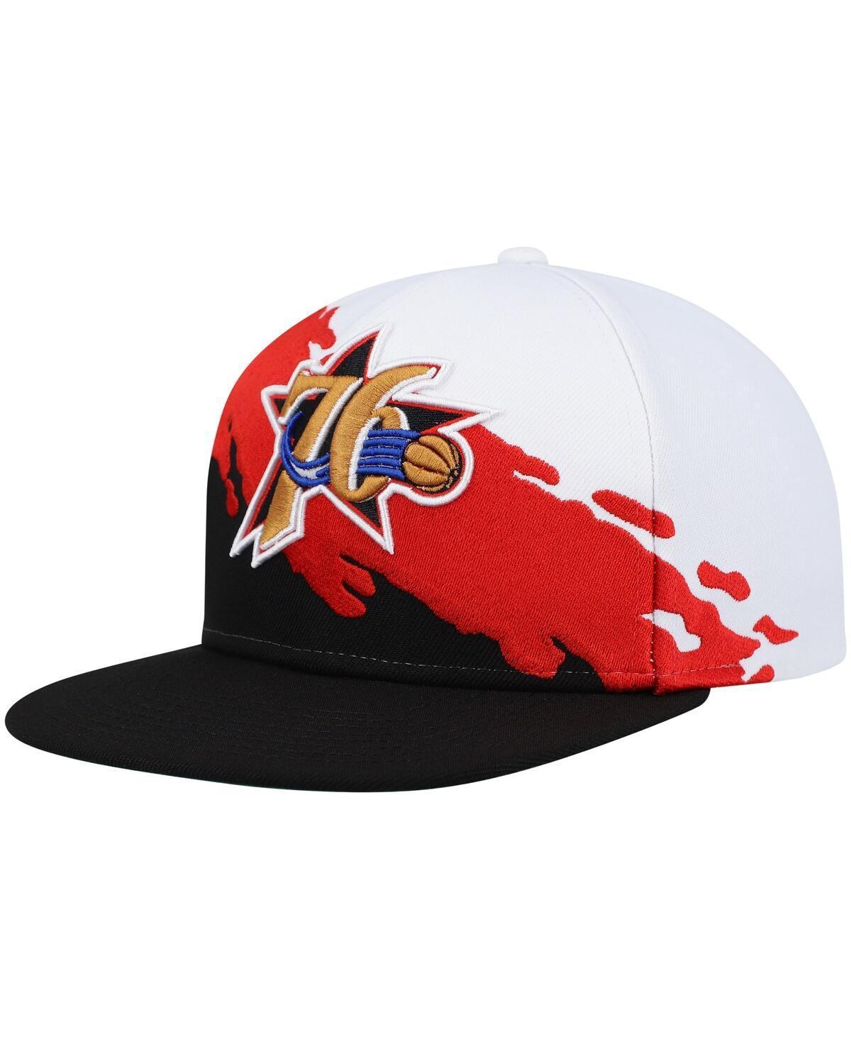 Mens Mitchell & Ness White Philadelphia 76ers Hardwood Classics Paintbrush Snapback Hat - White Product Image