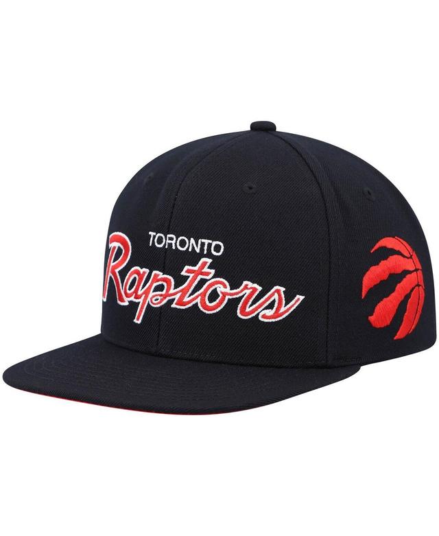 Mens Mitchell & Ness Black Toronto Raptors Hardwood Classics Script 2.0 Snapback Hat Product Image