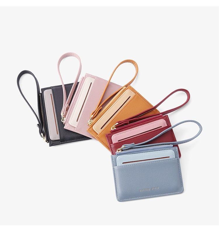 Two Tone Faux Leather Card Holder Product Image