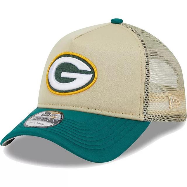 Mens New Era Tan/Green Green Bay Packers All Day A-Frame Trucker 9FORTY Adjustable Hat Product Image