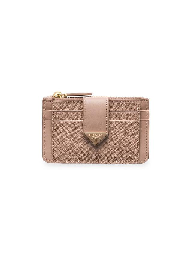 Womens Saffiano and Smooth Leather Card Holder Product Image