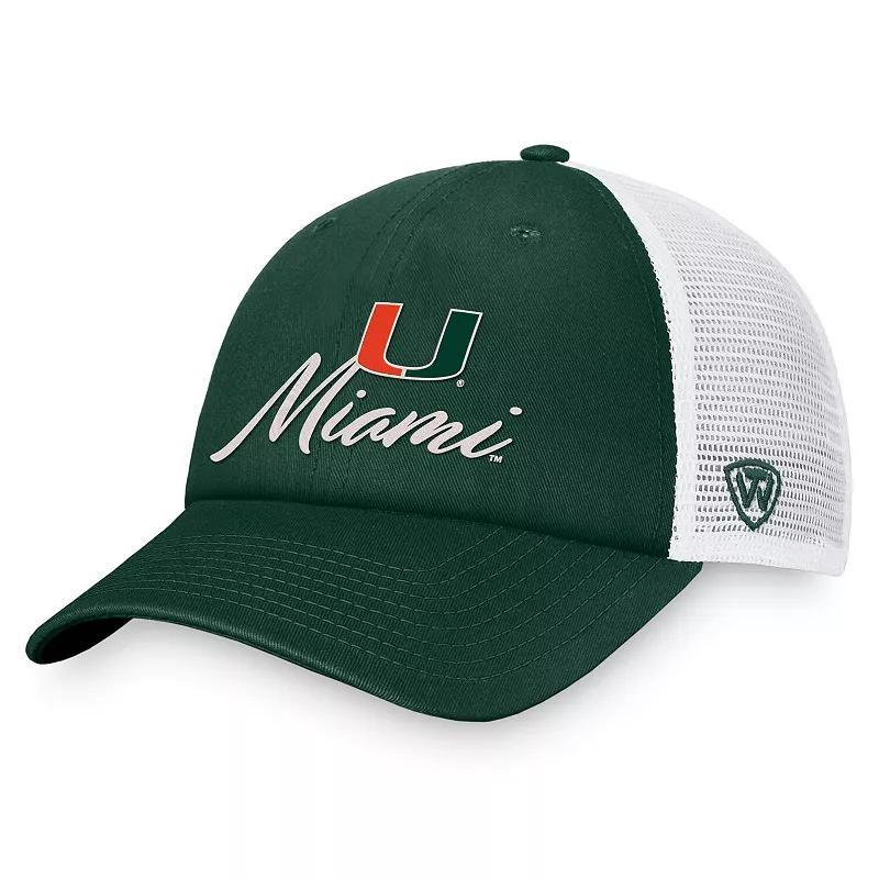 Womens Top of the World /White Miami Hurricanes Charm Trucker Adjustable Hat Product Image