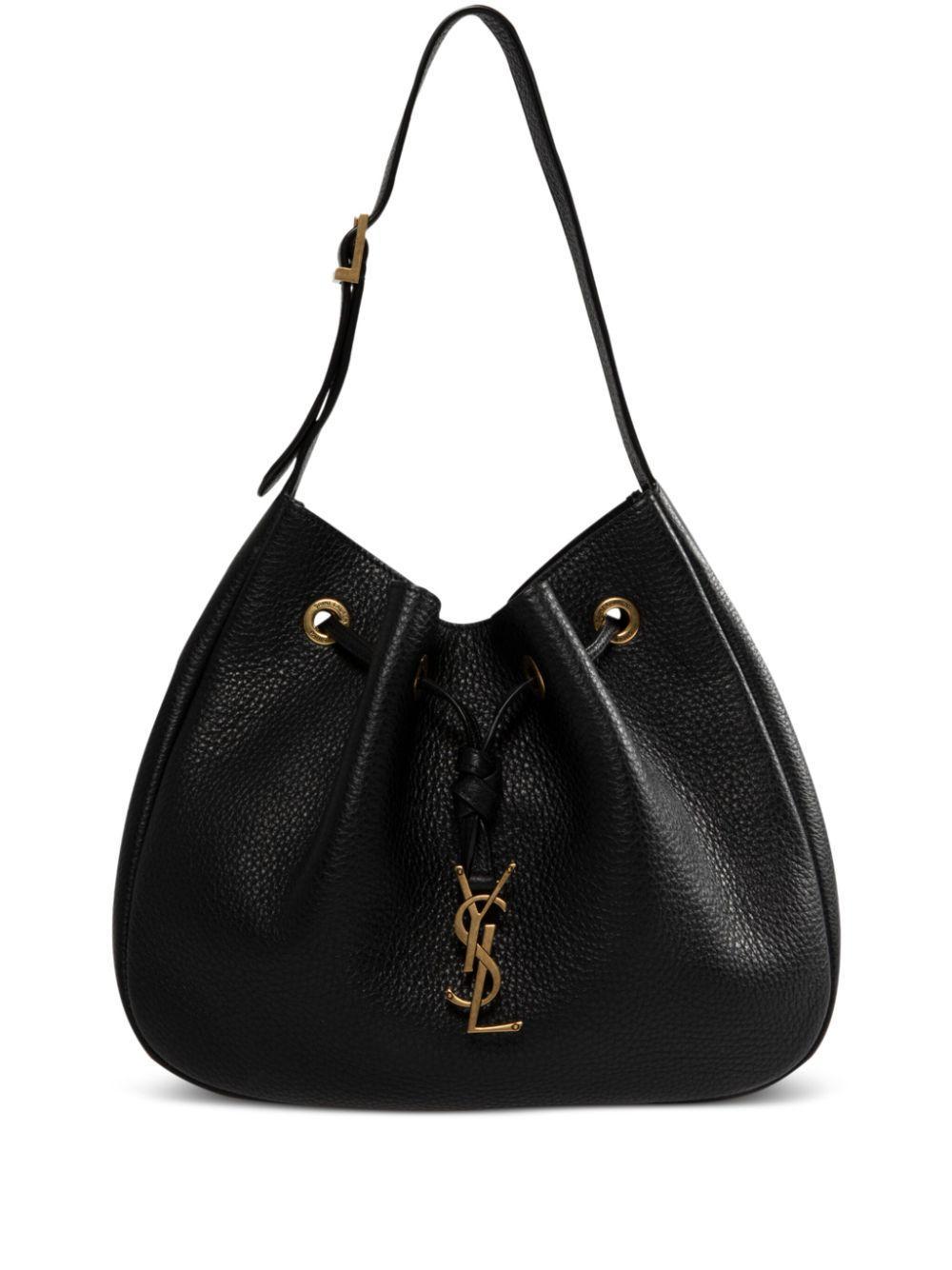 SAINT LAURENT Paris Vii Small Ysl Hobo Bag In Grained Deer Leather In Black Product Image