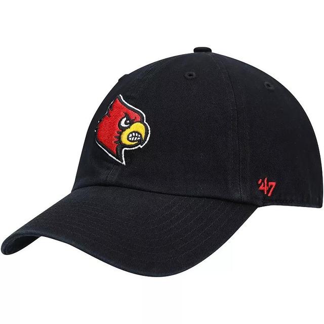 47 Brand Mens Black Louisville Cardinals Vintage Clean Up Adjustable Hat Product Image