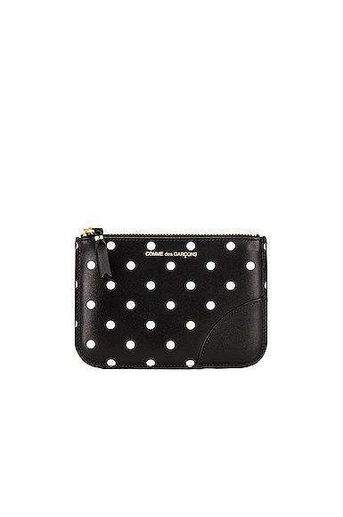 COMME des GARCONS Dots Printed Leather Zip Wallet Black.. Product Image