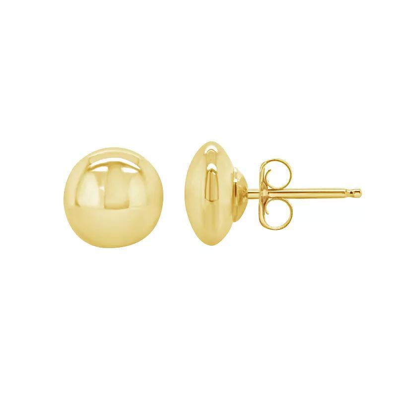 14K Rose Gold 6mm High Polish Button Ball Earrings, Womens, Yellow Product Image