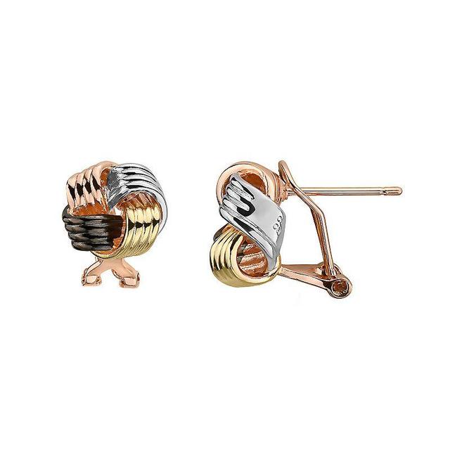 Multi-Tone Sterling Silver Stud Earrings, Womens Product Image