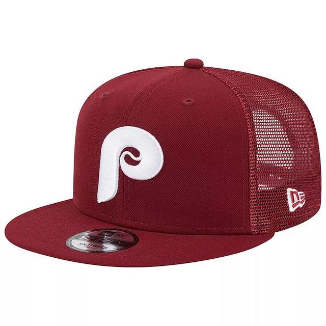 Mens New Era Burgundy Philadelphia Phillies Cooperstown Collection Team Color Trucker 9FIFTY Snapback Hat Product Image