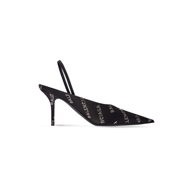 Women's Square Knife Slingback 80mm Mule With Rhinestones in Black Product Image