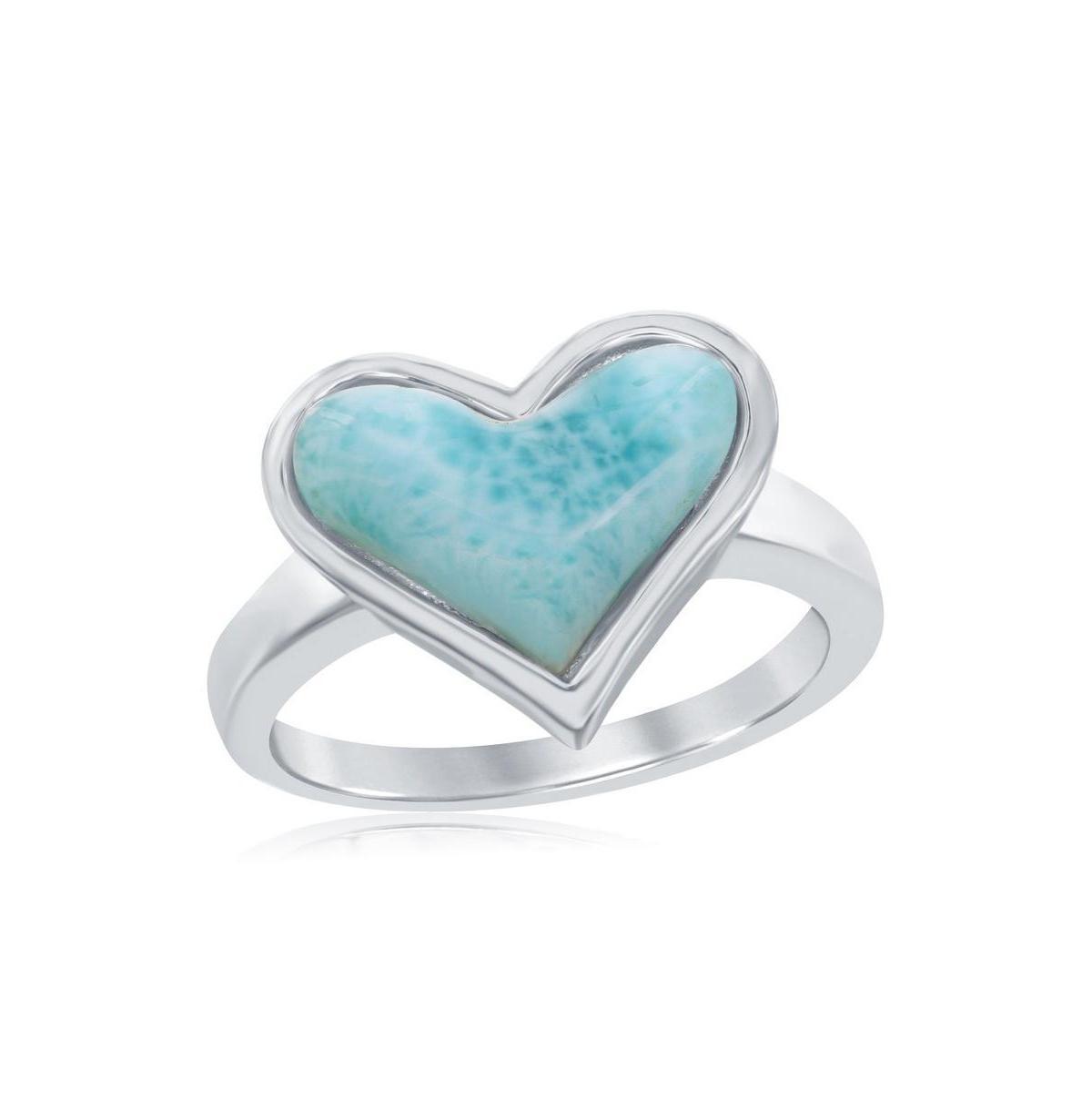 Sterling Silver Larimar Heart Ring, Womens Silvertone Product Image