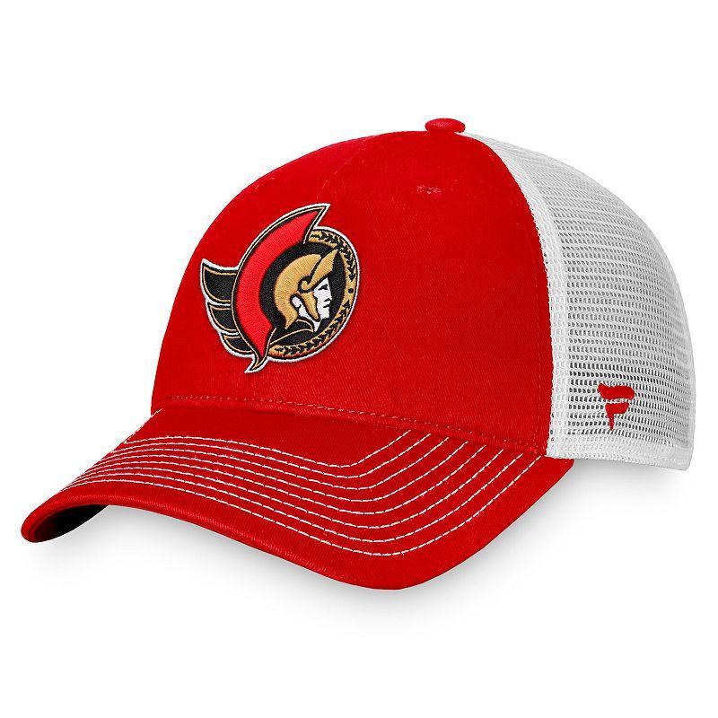 Mens Fanatics Branded Red/White Ottawa Senators Core Primary Trucker Snapback Hat Product Image