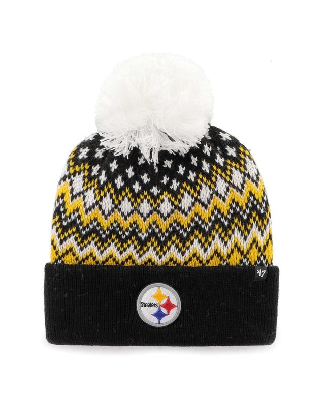 Womens 47 Brand Black Pittsburgh Steelers Elsa Cuffed Knit Hat with Pom Product Image