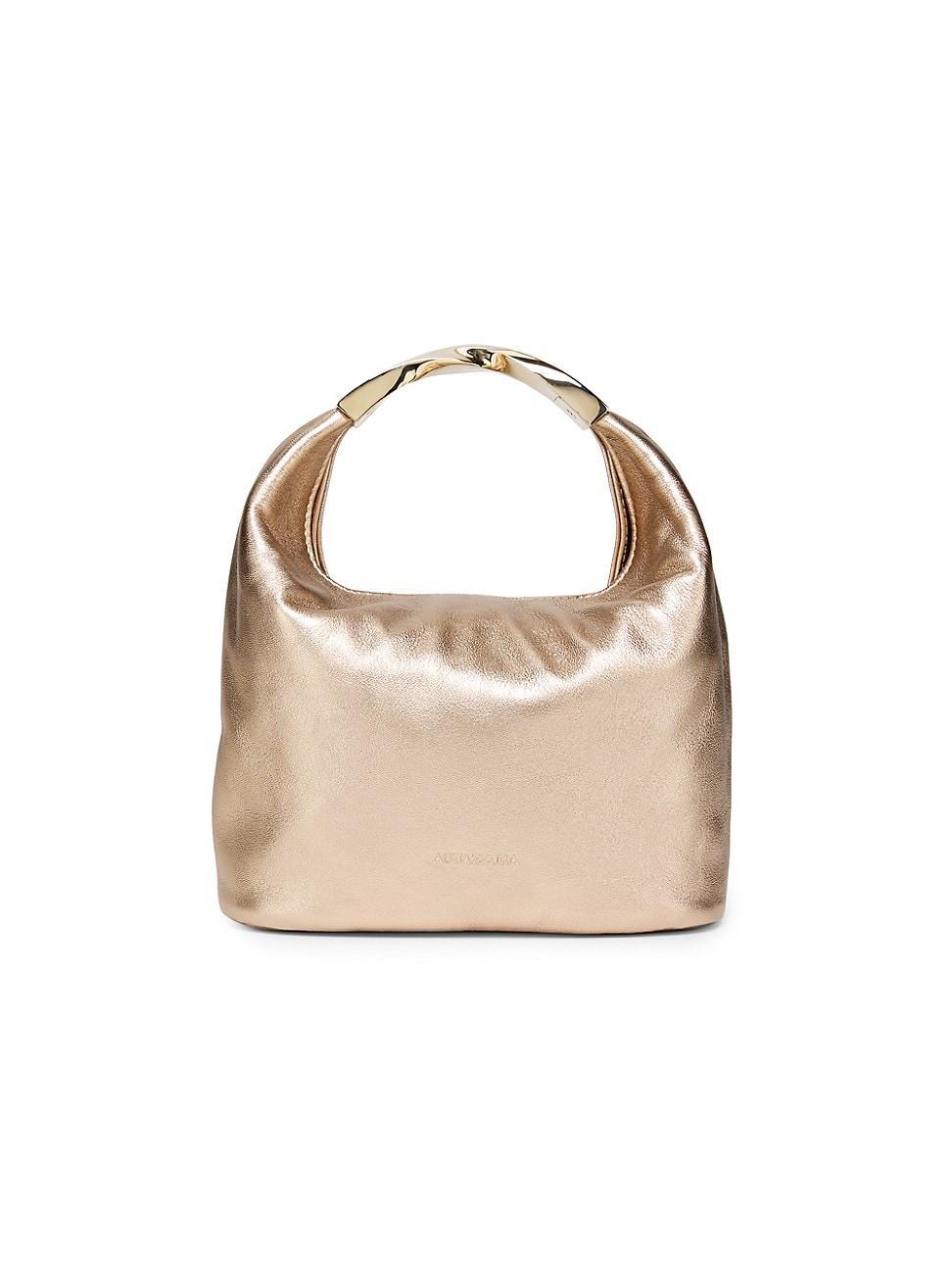 Womens Mini Twist Metallic Leather Hobo Bag Product Image