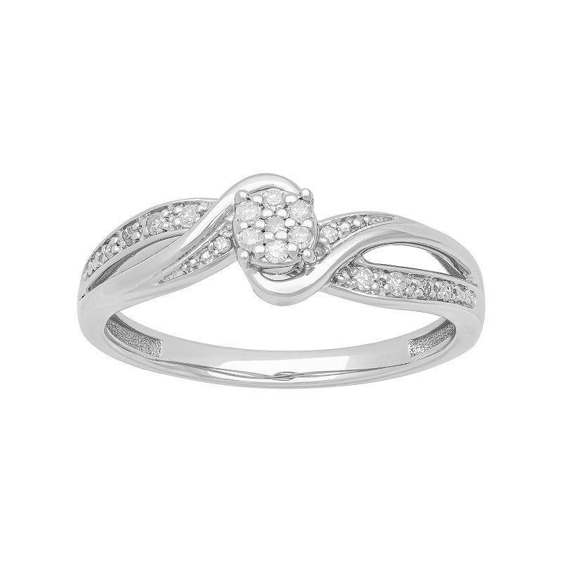 Love Always Sterling Silver 1/10 Carat T.W. Diamond Swirl Promise Ring, Womens Product Image