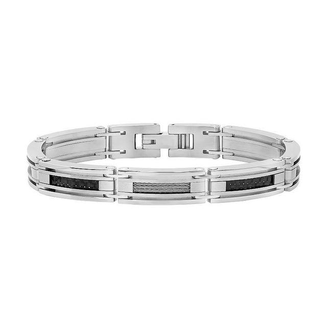 Stainless Steel Link Bracelet, Mens Silver Product Image