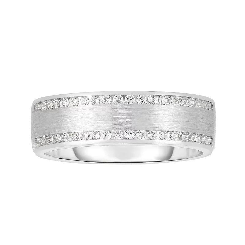 Mens 10k White Gold 1/2 Carat T.W. Diamond Wedding Band Product Image