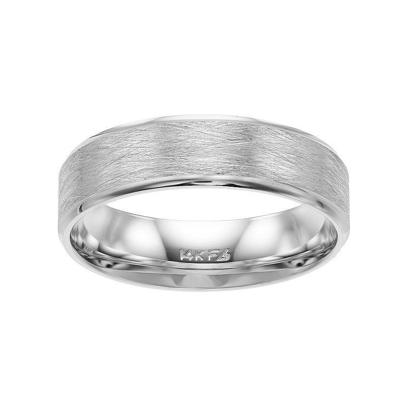 Mens AXL 14k White Gold Wire Finish Wedding Band 14k Whgold Product Image