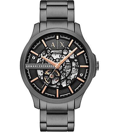 Armani Exchange Mens Hampton Automatic Gunmetal Stainless Steel Bracelet Watch Product Image