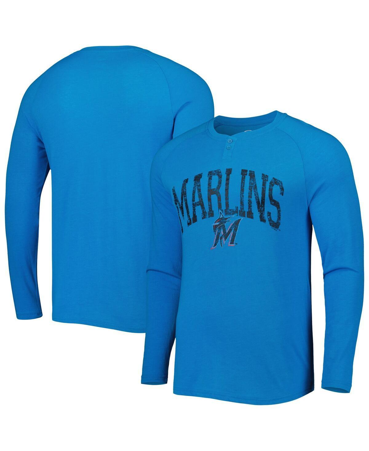 Mens Concepts Sport Miami Marlins Inertia Raglan Long Sleeve Henley T-Shirt Product Image