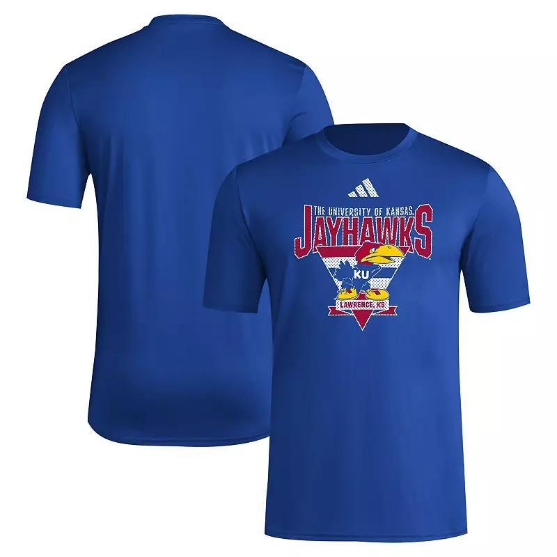 Mens adidas Royal Kansas Jayhawks 2024 Locker Trilateral Pre-Game T-Shirt Product Image